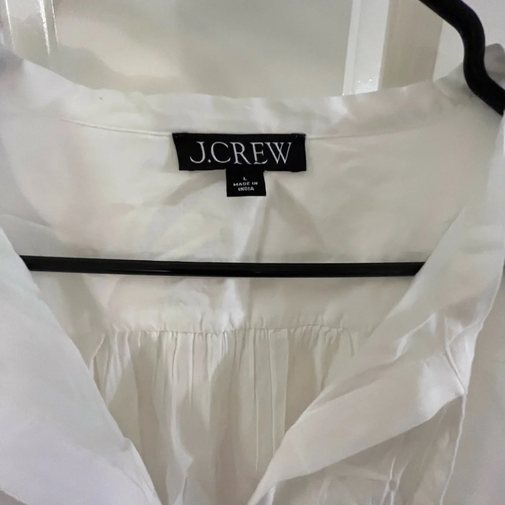 J. Crew Ivory Tie-Neck Long Sleeve Blouse - Picture 4 of 6